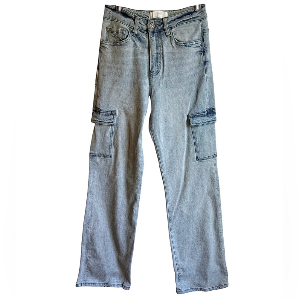 Vervet Reverent 90s Vintage High Rise Cargo Straight Leg Denim Jeans Size 24